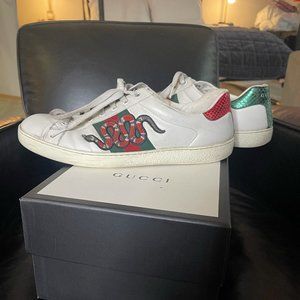 Mens Gucci Ace Snake Embroidered Sneakers Size 10 US